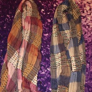 Pink and blue colorful scarves
